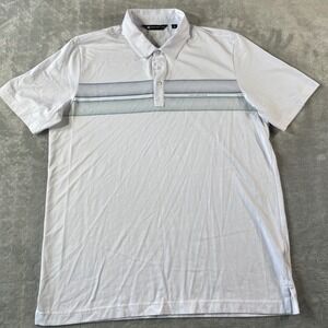 Travis Mathew‎ Polo Shirt Mens XL White Golf Performance Ocean Time Light Preppy